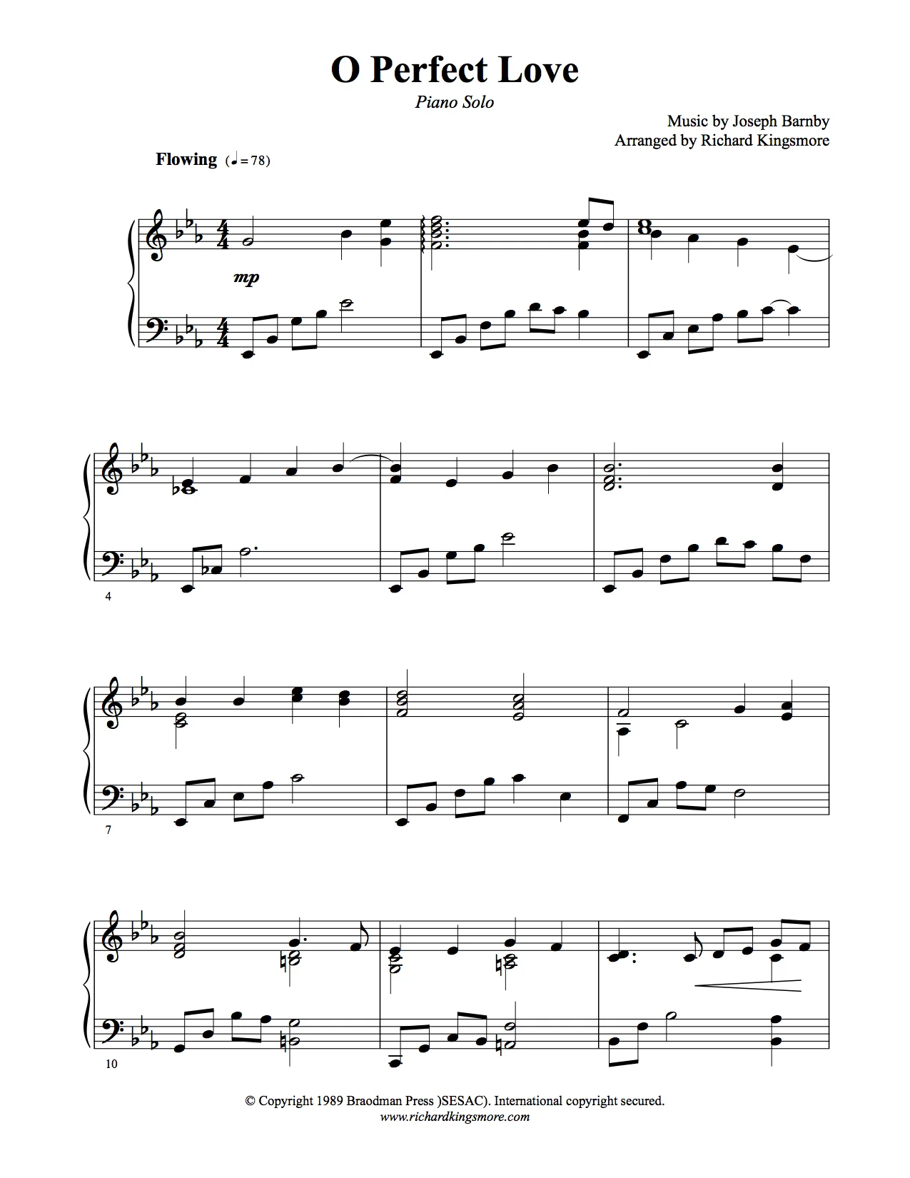O Perfect Love Solo Piano Sheet Music by Richard Kingsmore